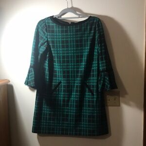 Petite green and black knit dress